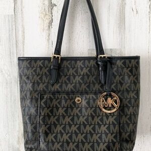 Michael Kors Signature Black and Brown Tote